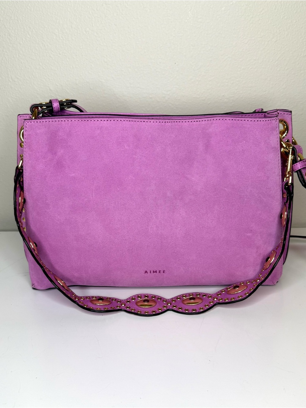 Aimee Kestenberg Bloom Suede Shoulder Bag with Studded Strap - Picture 2 of 14
